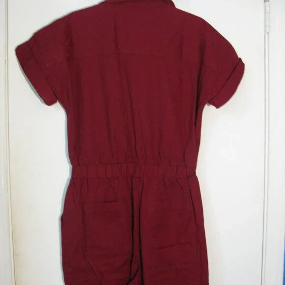 Universal Threads Jumpsuit Size 4 NWT $40 Red Pockets Button Up Cropped - Picture 5 of 6
